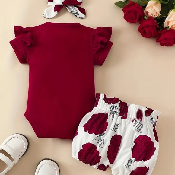 3pcs Baby Girls Cute "I'm My Daddy's Girl And My Mommy's World" Short Sleeve - Picture 2 of 9